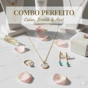 Combo Glamour Completo Laluxa: Anel, Brinco e Colar